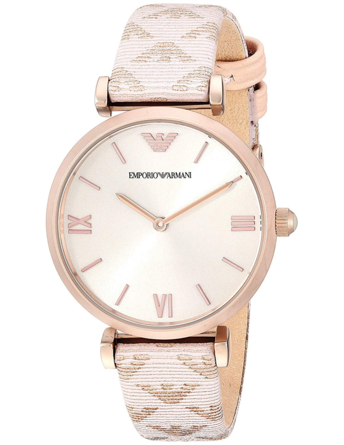 Emporio Armani Analog Grey Dial Pink Leather Strap Watch For Women - AR11126 - Image 2